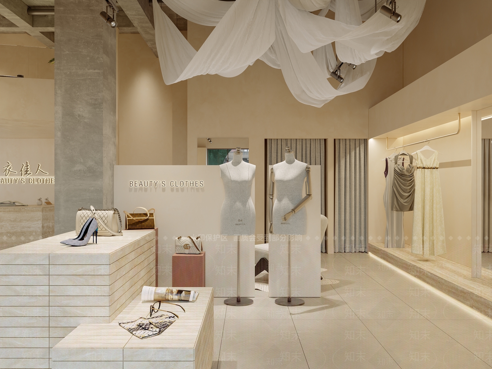 现代简约服装店3D模型下载【ID:1202273943】