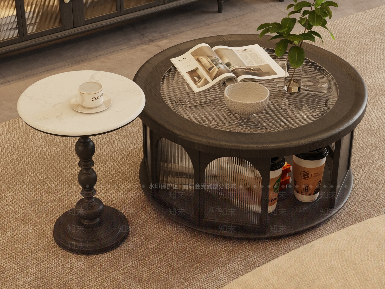 法式复古茶几3D模型下载【ID:1202281218】