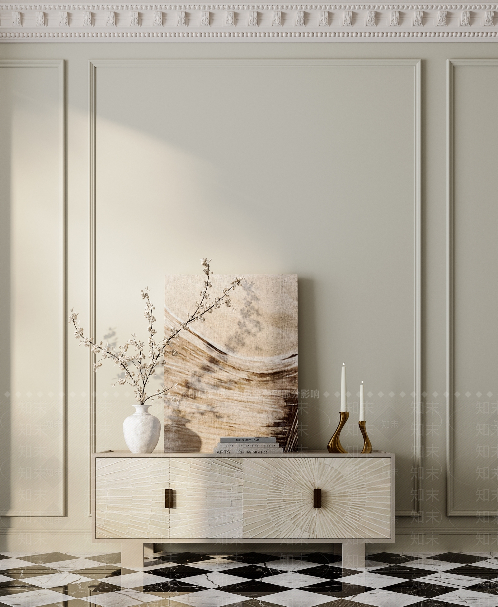 法式复古电视柜3D模型下载【ID:1202282436】