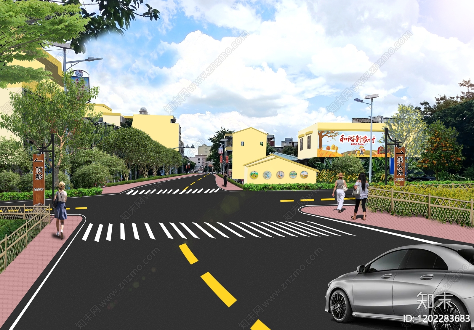 新中式街道效果图下载【ID:1202283683】