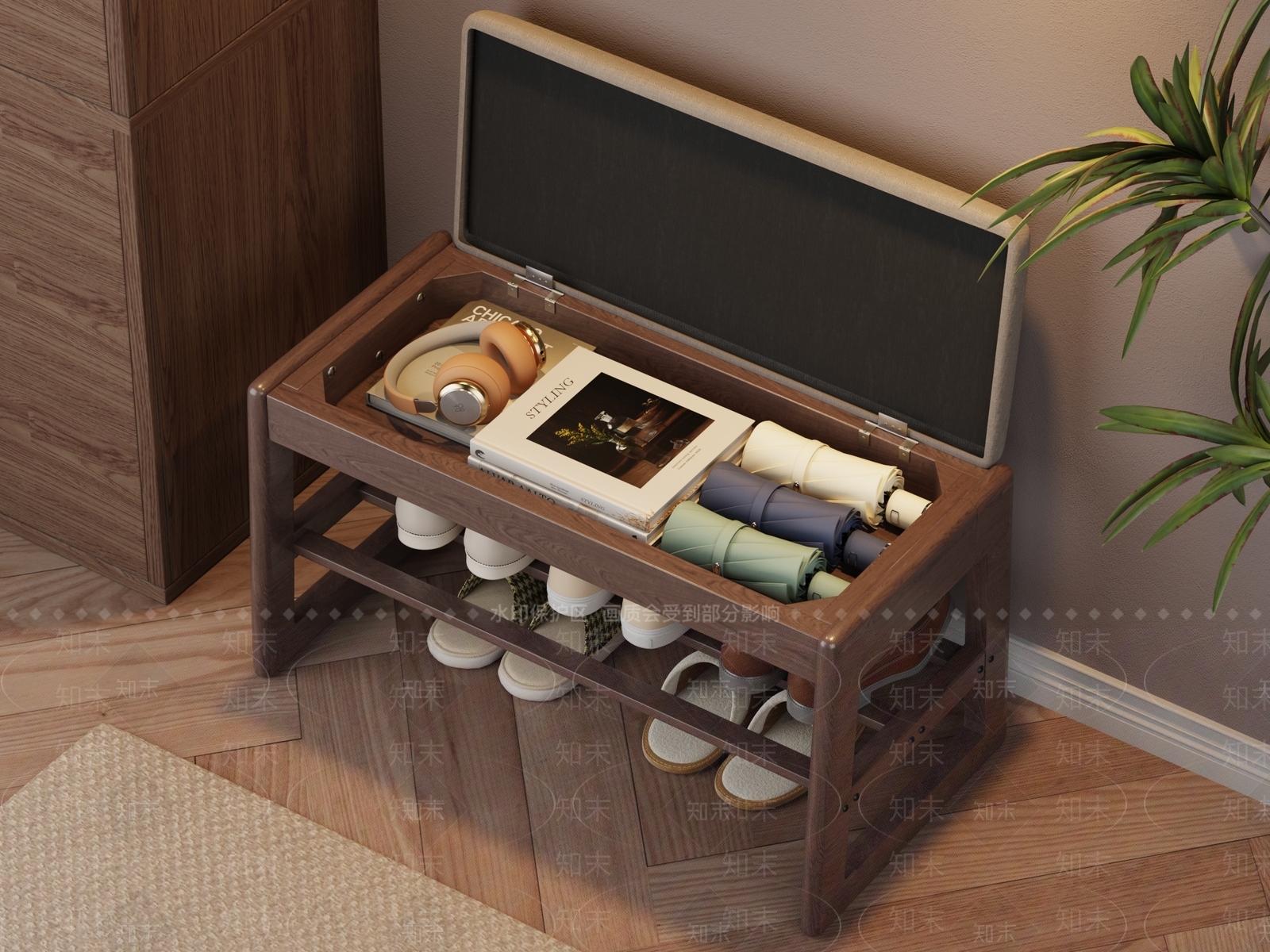 中古复古换鞋凳3D模型下载【ID:1202283625】