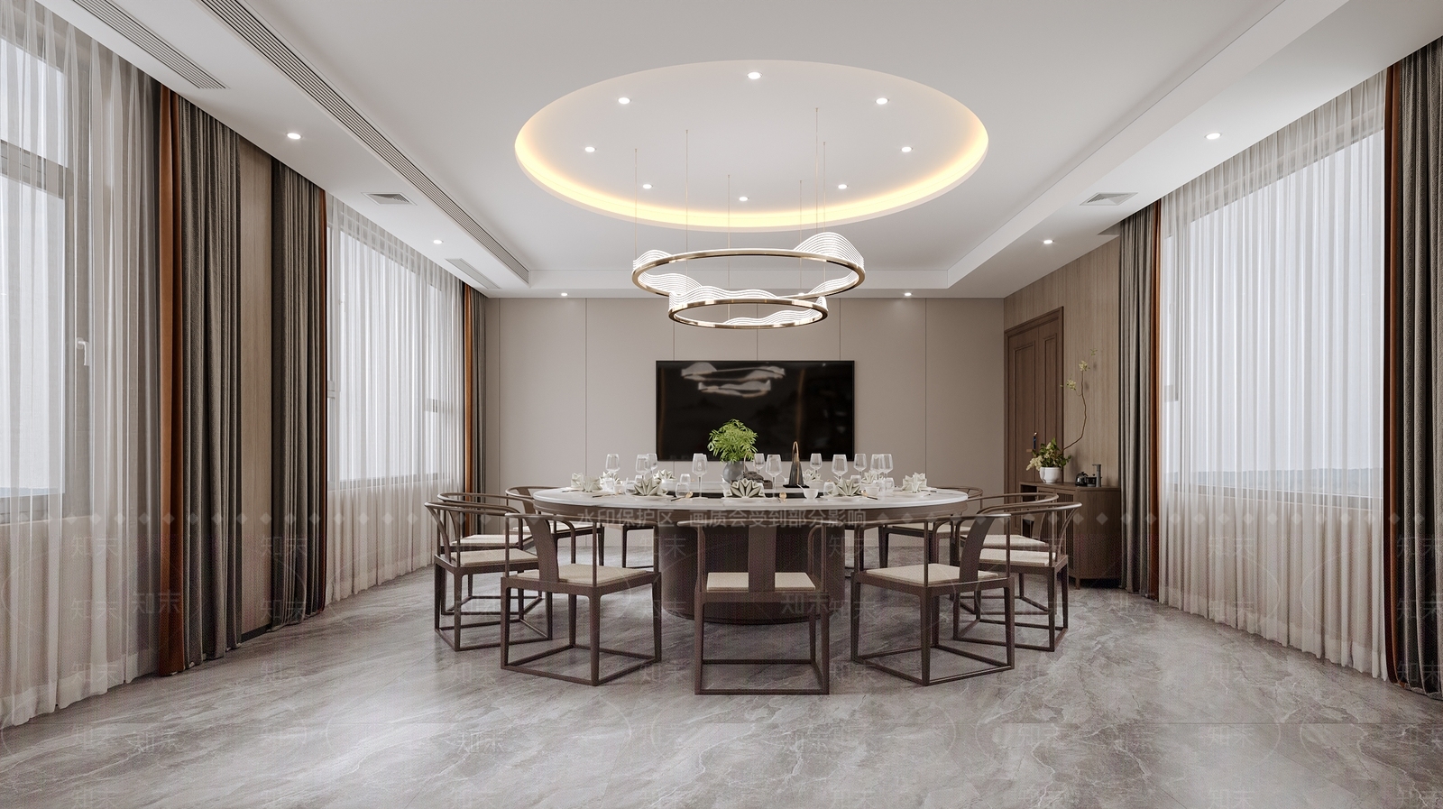 现代新中式茶餐厅3D模型下载【ID:1202284481】