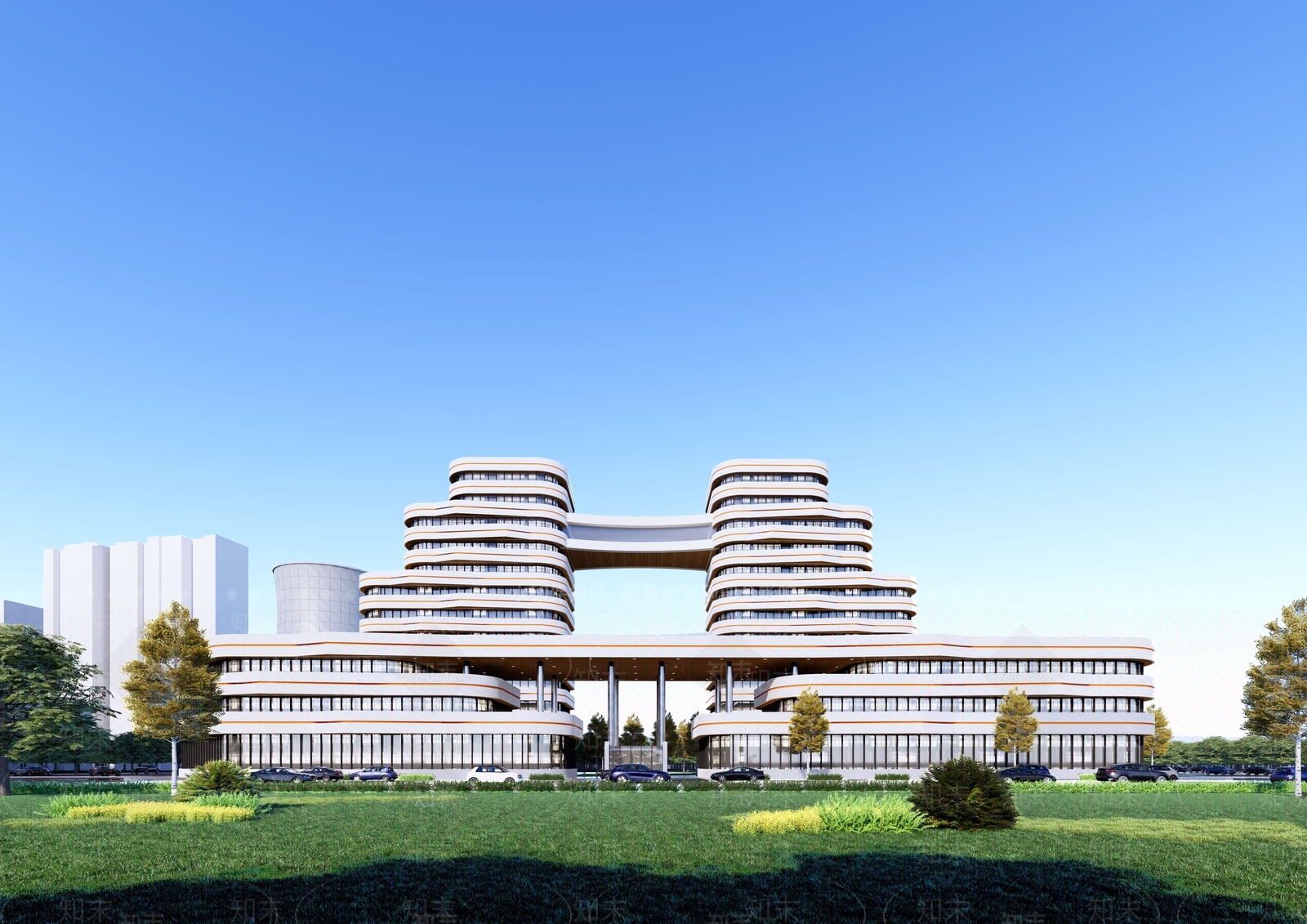 简约工业医院建筑SU模型下载【ID:1202408181】
