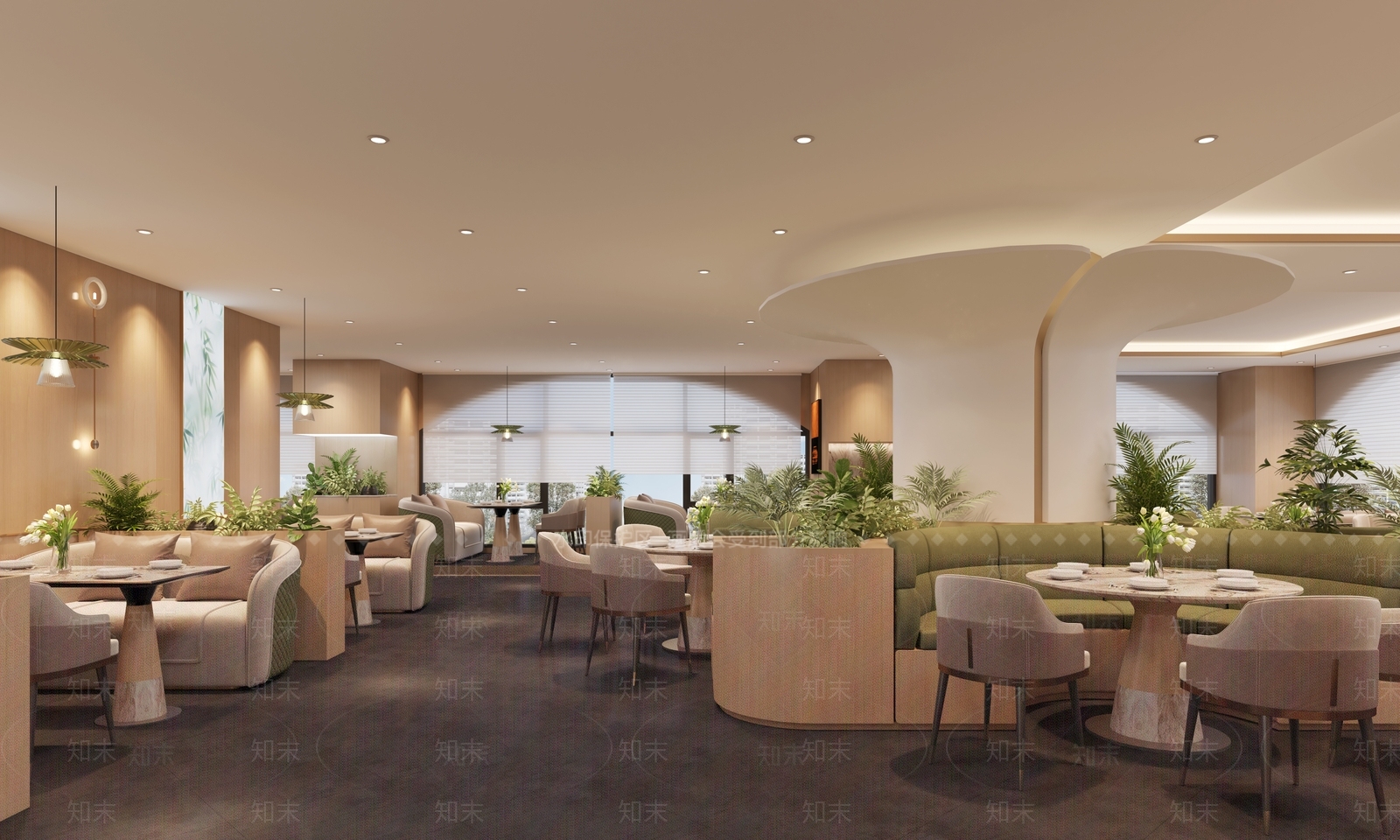 现代酒店餐厅3D模型下载【ID:1221950415】