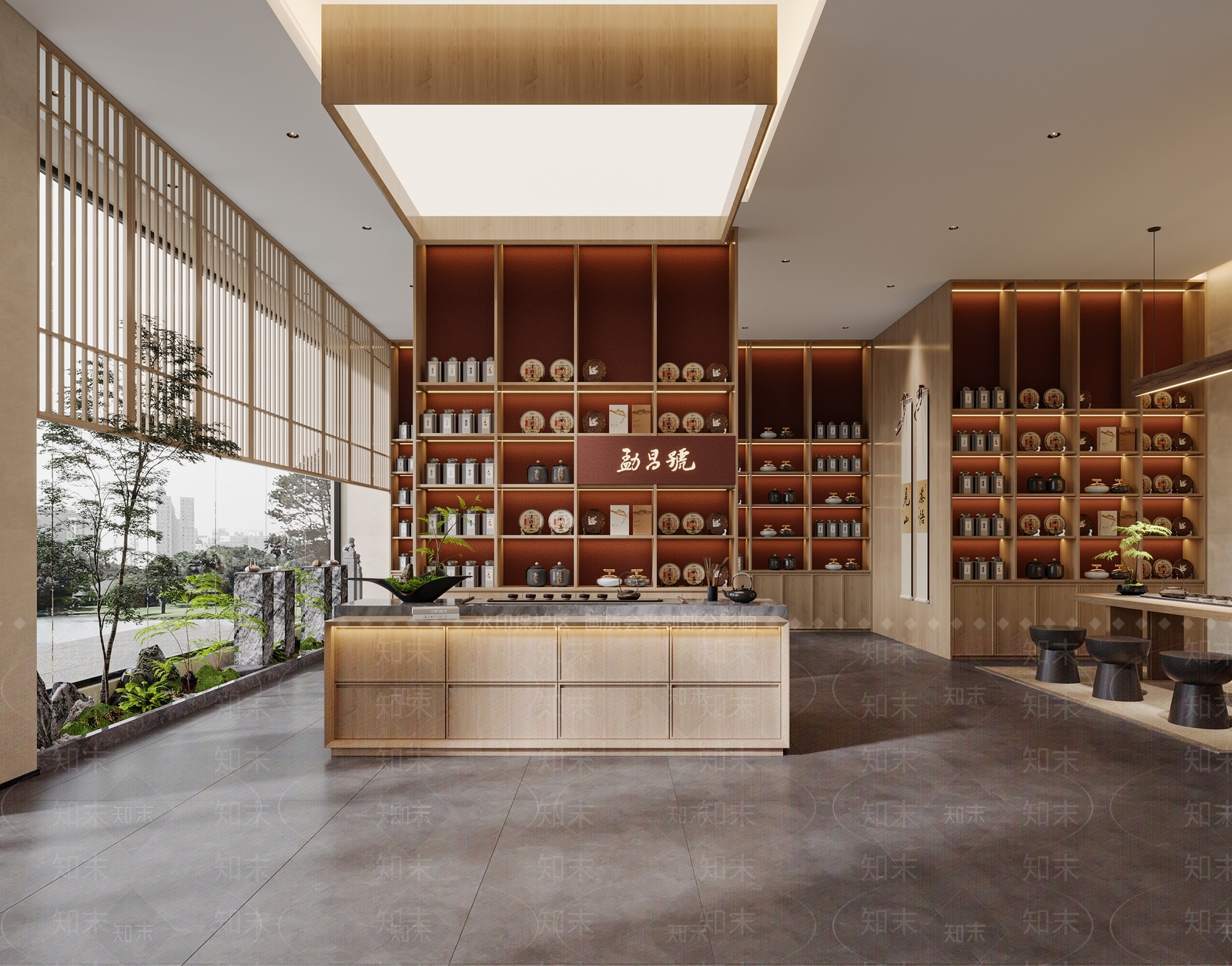 现代新中式茶叶店3D模型下载【ID:1202286325】