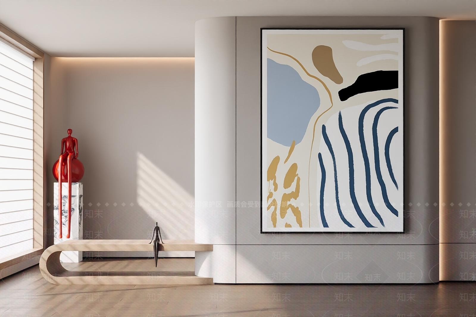 奶油北欧挂画3D模型下载【ID:1202290321】