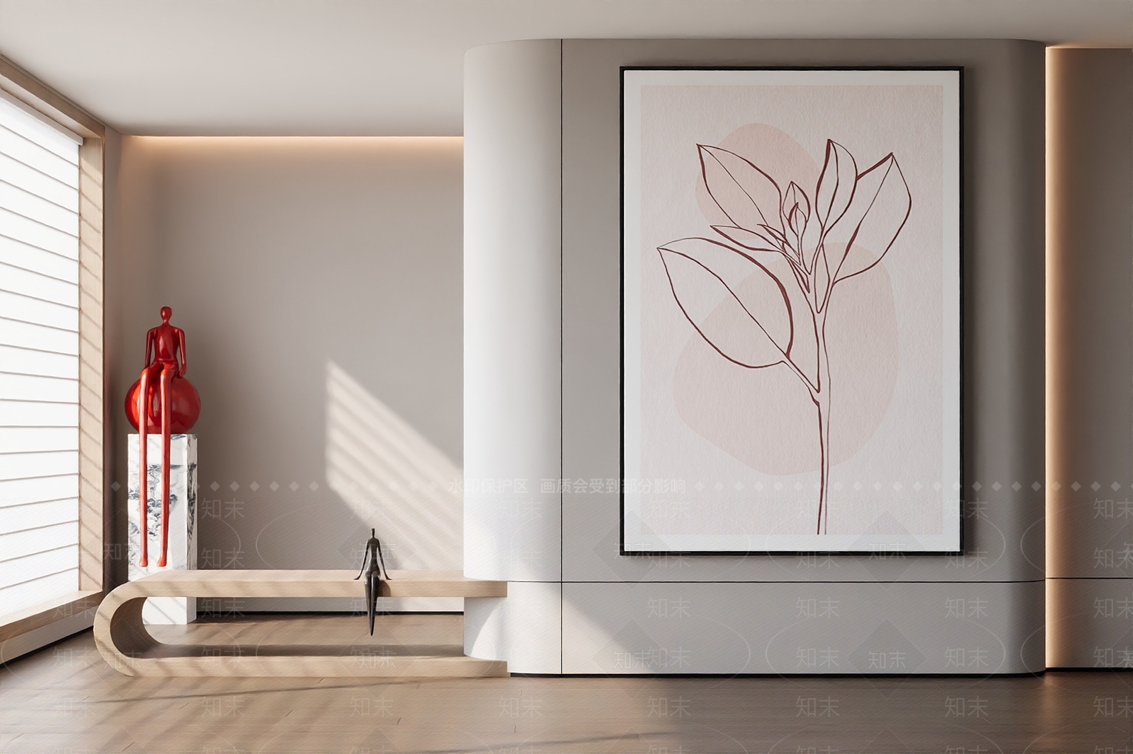 现代奶油挂画3D模型下载【ID:1202292619】