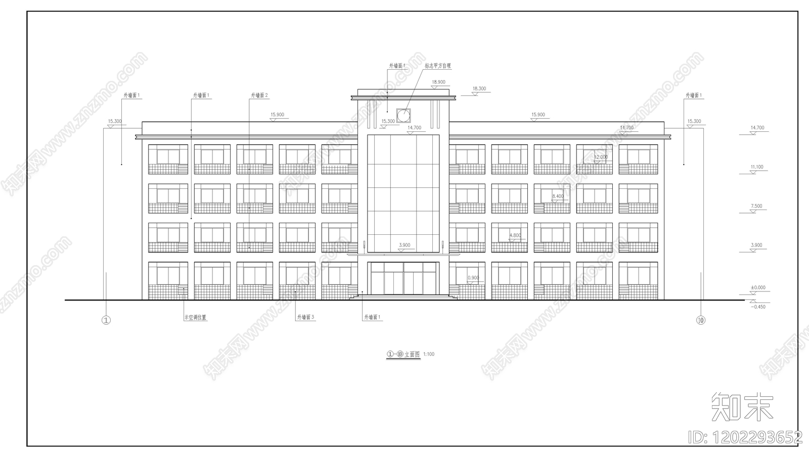 现代产业园建筑cad施工图下载【ID:1202293652】