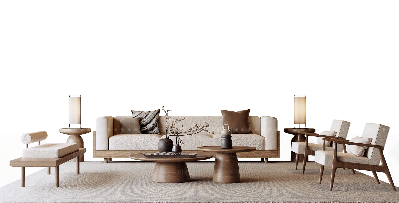 新中式中式沙发组合SU模型下载【ID:1202293866】