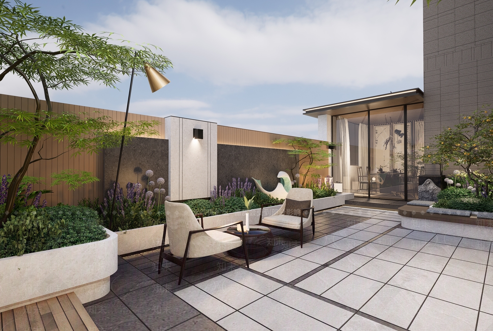 现代屋顶花园SU模型下载【ID:1202575695】