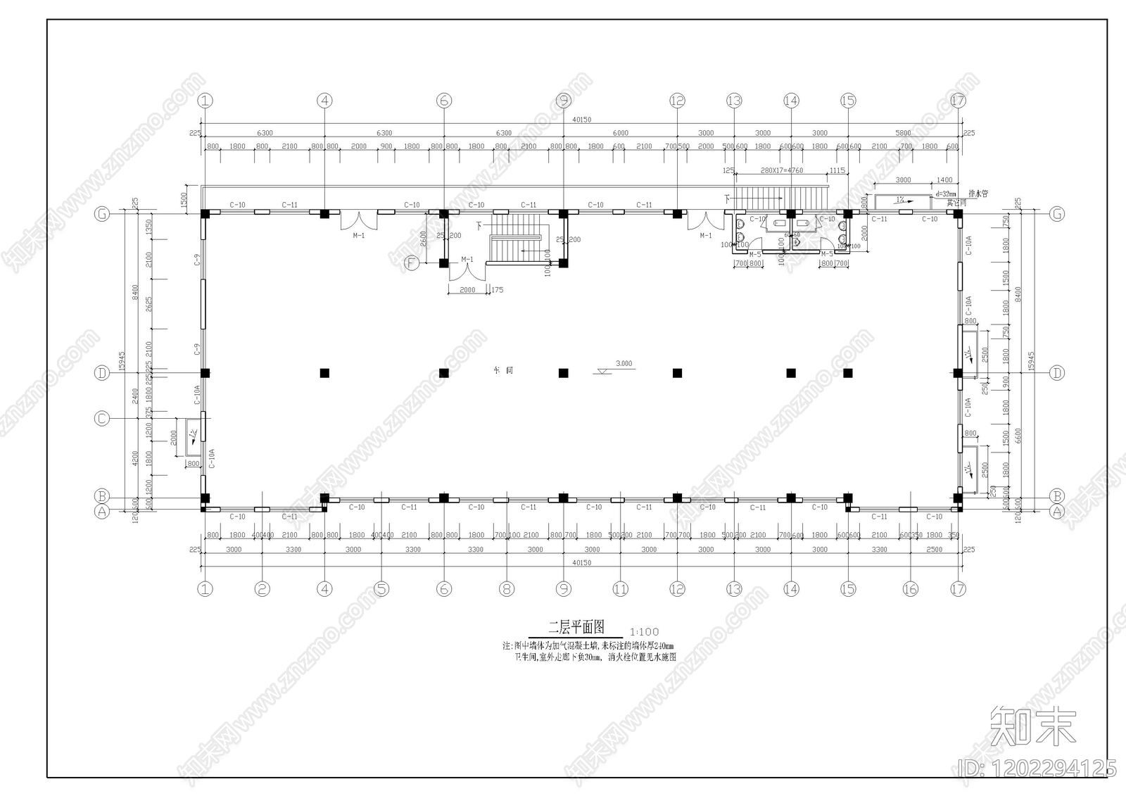现代产业园建筑cad施工图下载【ID:1202294125】