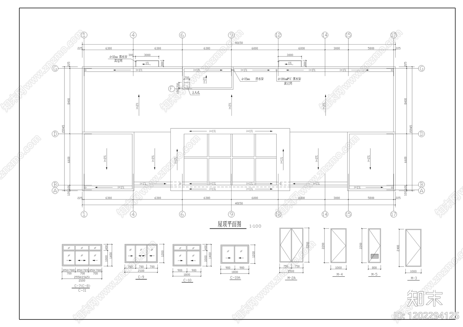 现代产业园建筑cad施工图下载【ID:1202294125】
