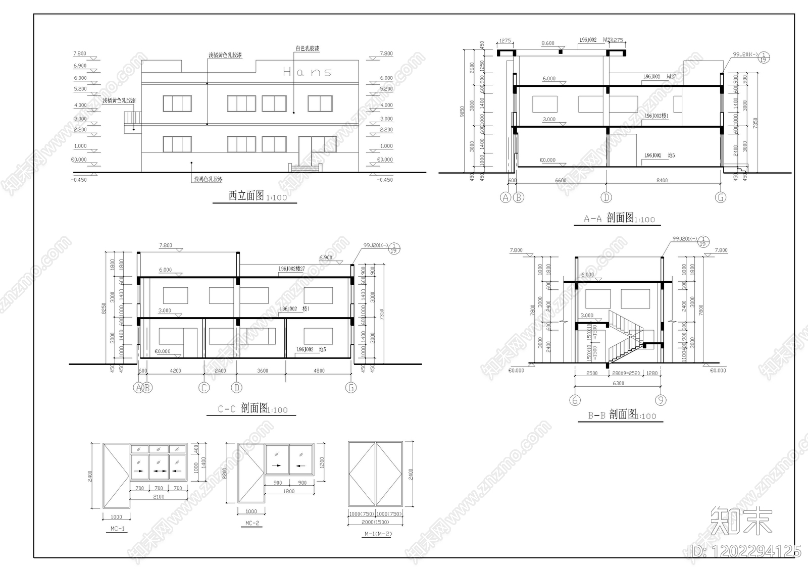 现代产业园建筑cad施工图下载【ID:1202294125】