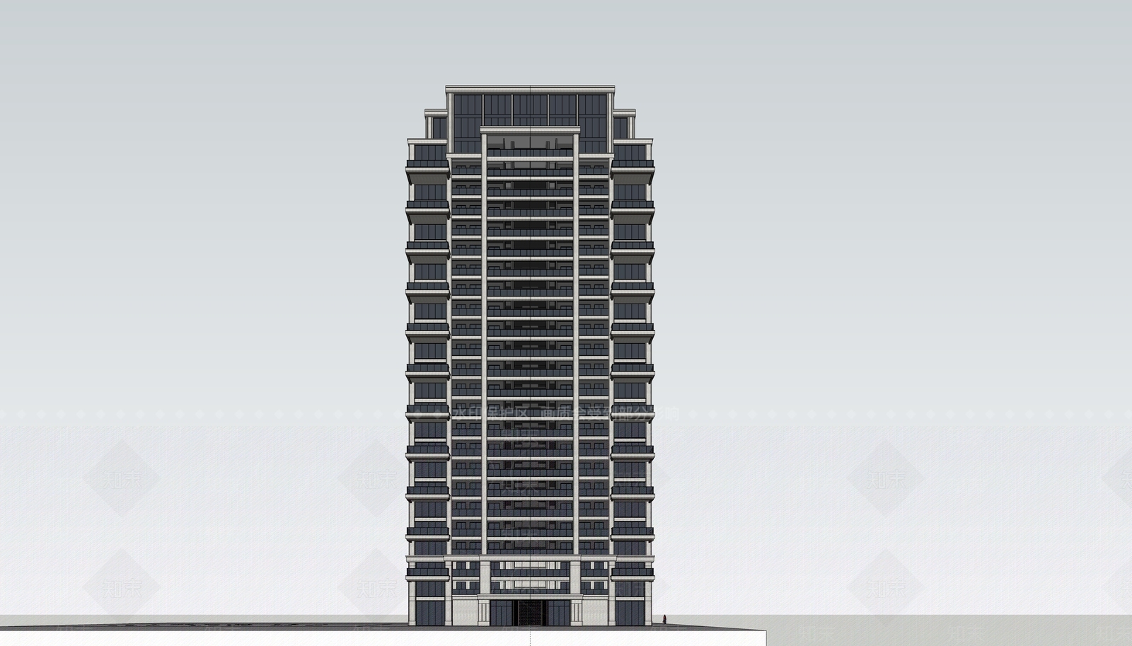现代轻奢高层住宅SU模型下载【ID:1202295386】