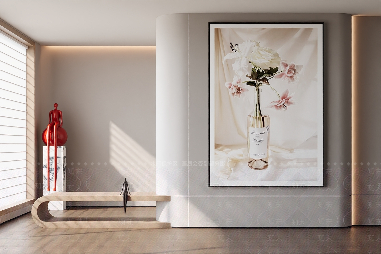 现代奶油挂画3D模型下载【ID:1202296175】