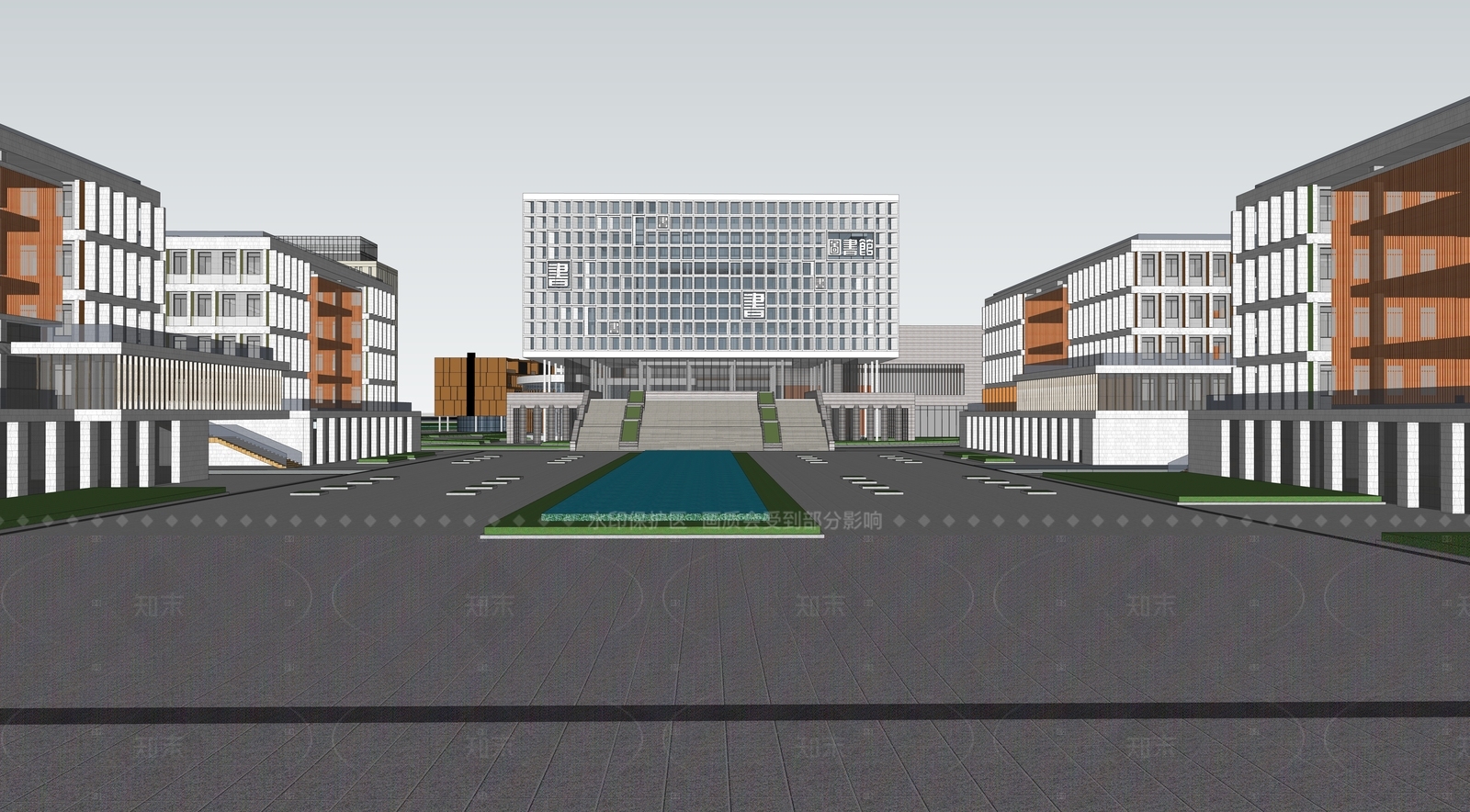 现代学校建筑SU模型下载【ID:1205323307】