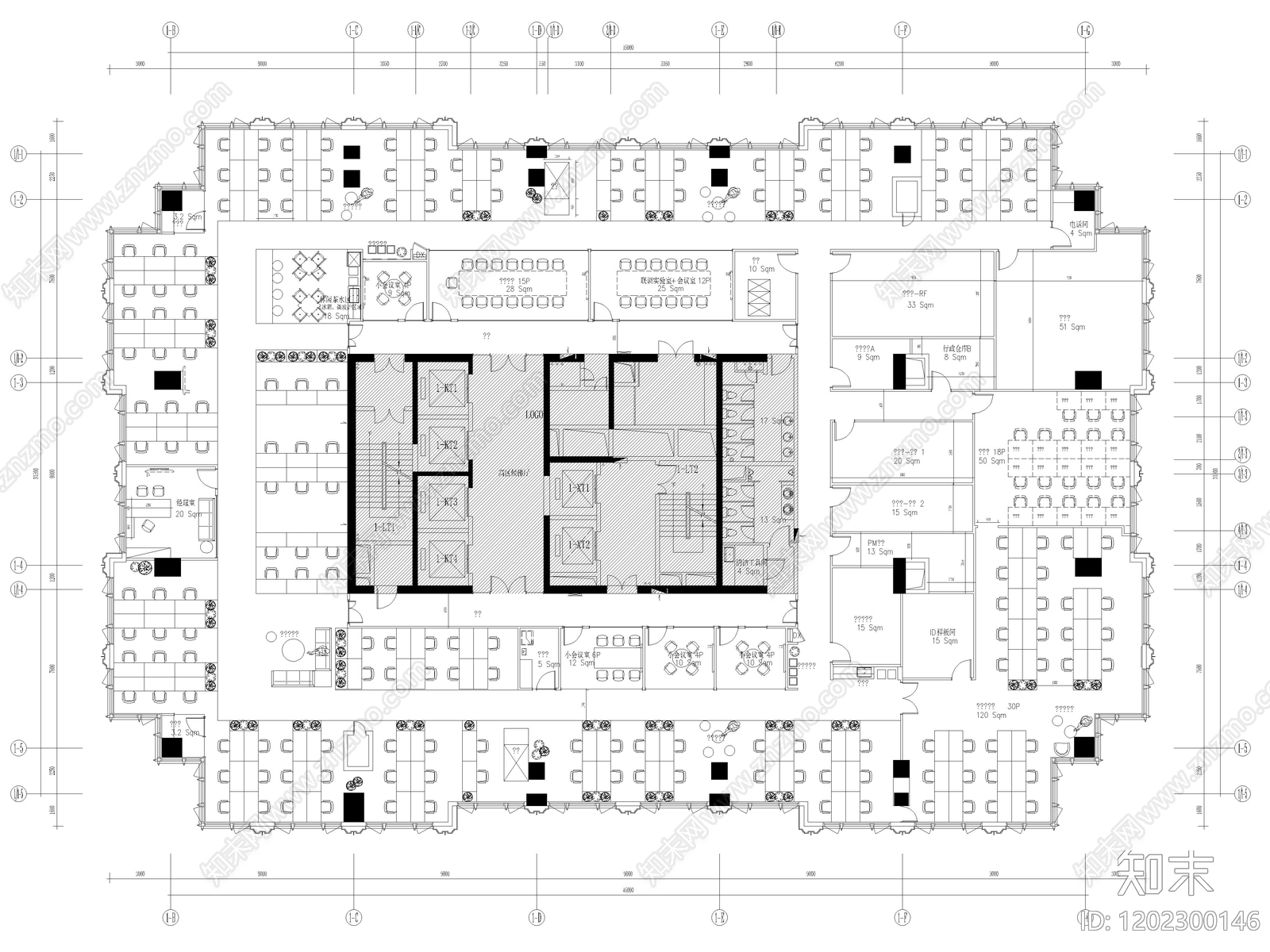 29套办公空间办公室CAD平面图合集cad施工图下载【ID:1202300146】
