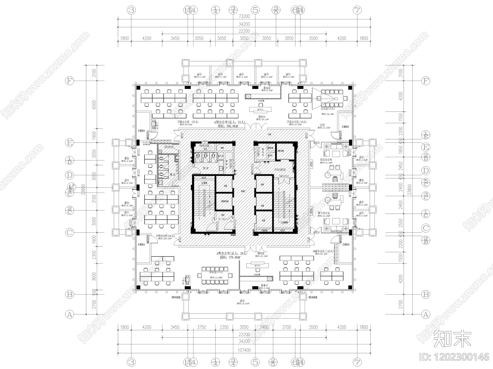 29套办公空间办公室CAD平面图合集cad施工图下载【ID:1202300146】