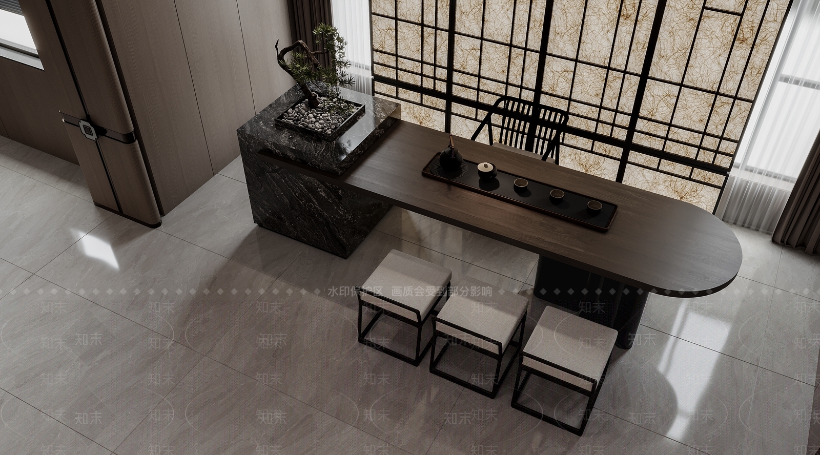 新中式茶室3D模型下载【ID:1202300650】