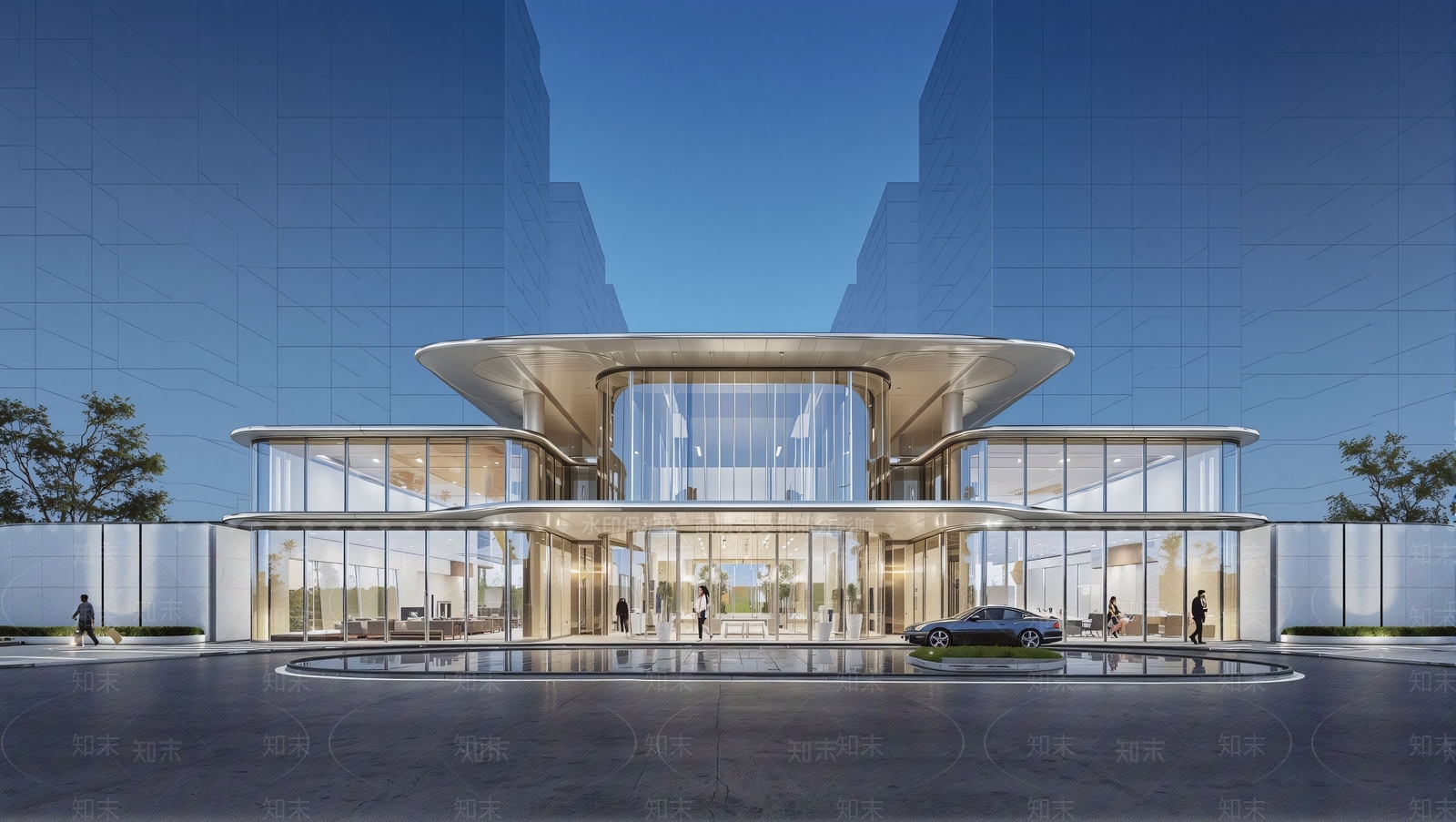 现代售楼处建筑SU模型下载【ID:1202356643】