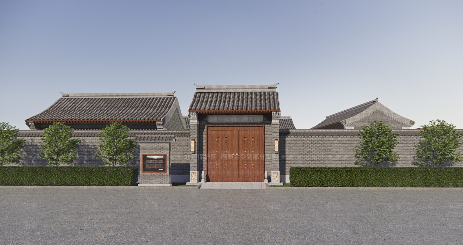 中式新中式展览馆建筑SU模型下载【ID:1202310068】