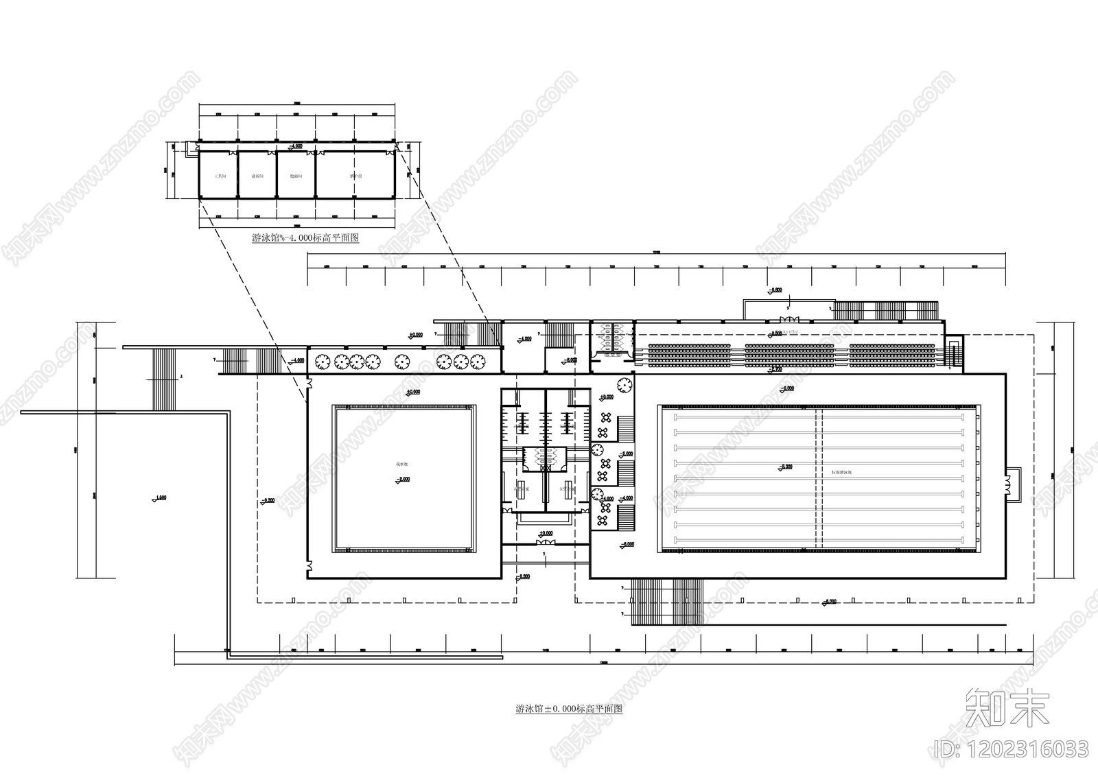 现代游泳馆建筑施工图下载【ID:1202316033】