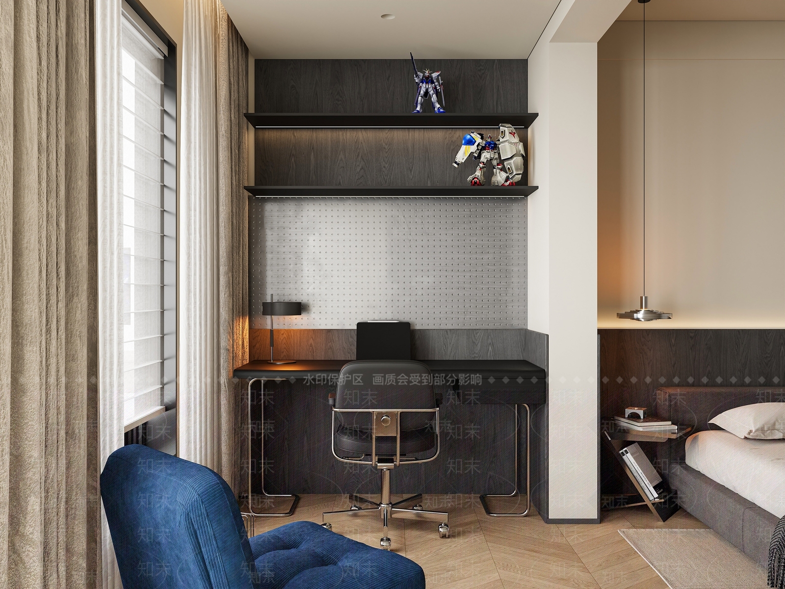 极简现代书桌3D模型下载【ID:1202316348】