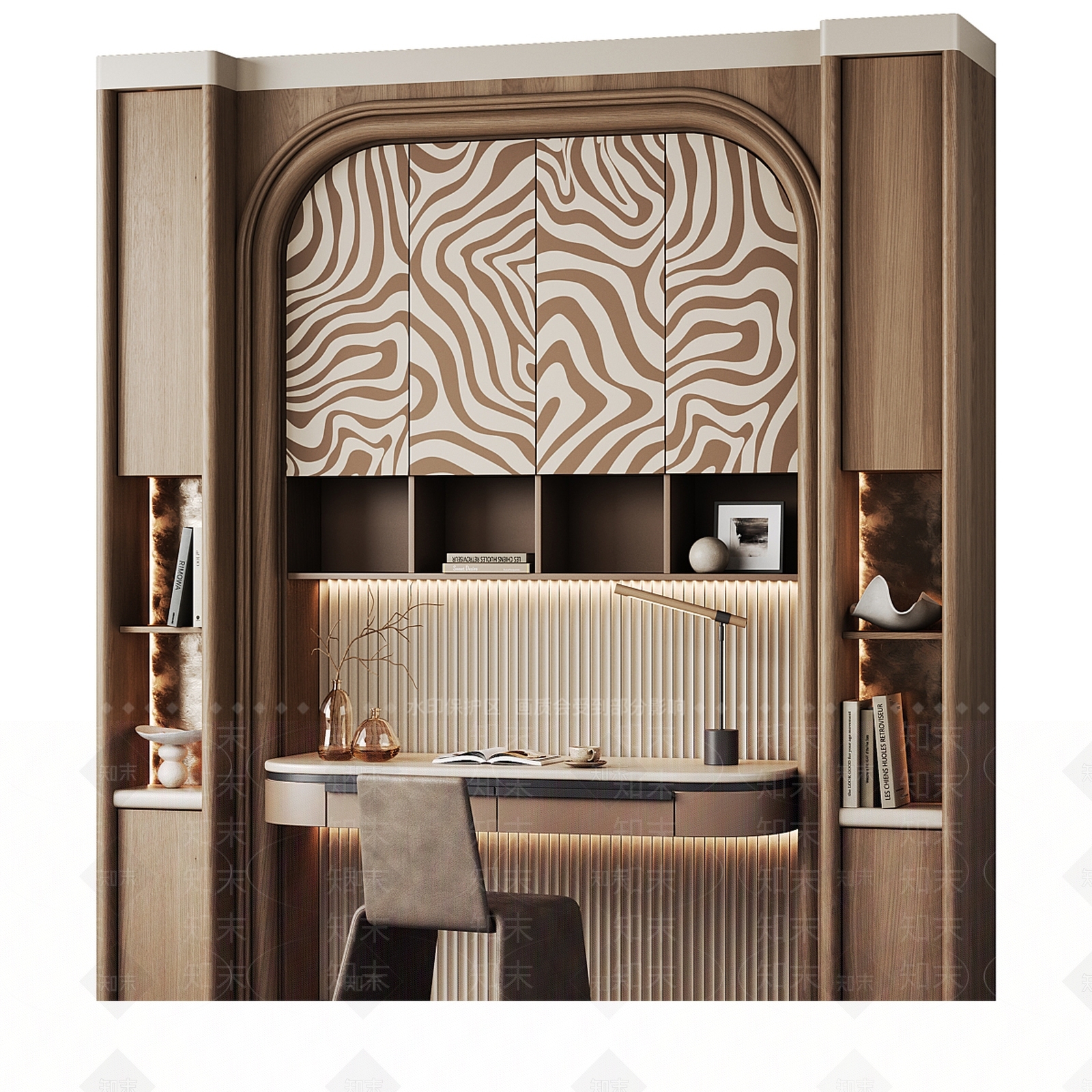 现代欧式书柜3D模型下载【ID:1202318040】