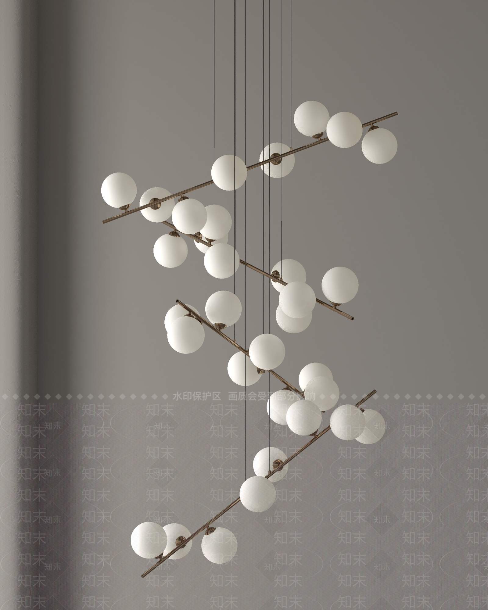 现代轻奢客厅吊灯3D模型下载【ID:1202318313】