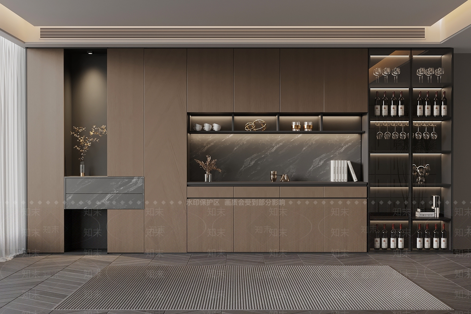 现代意式酒柜SU模型下载【ID:1202321622】