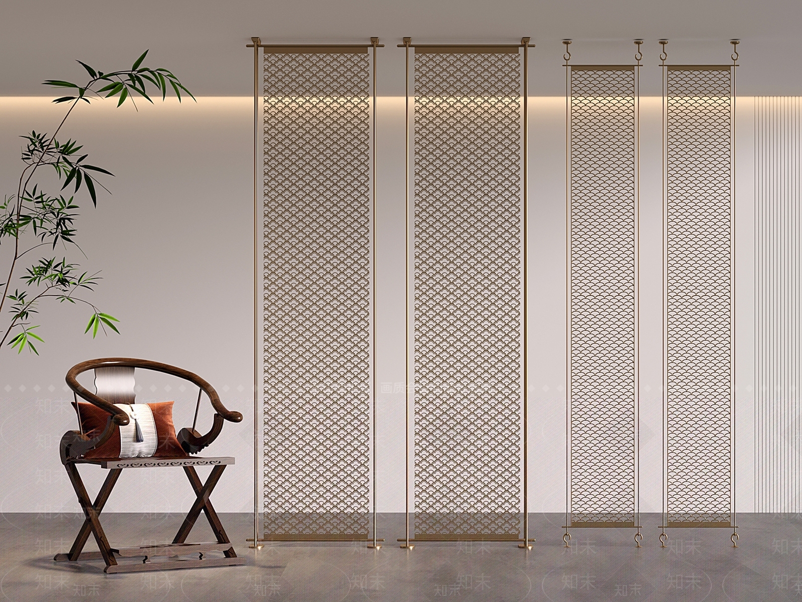 新中式隔断3D模型下载【ID:1202322012】