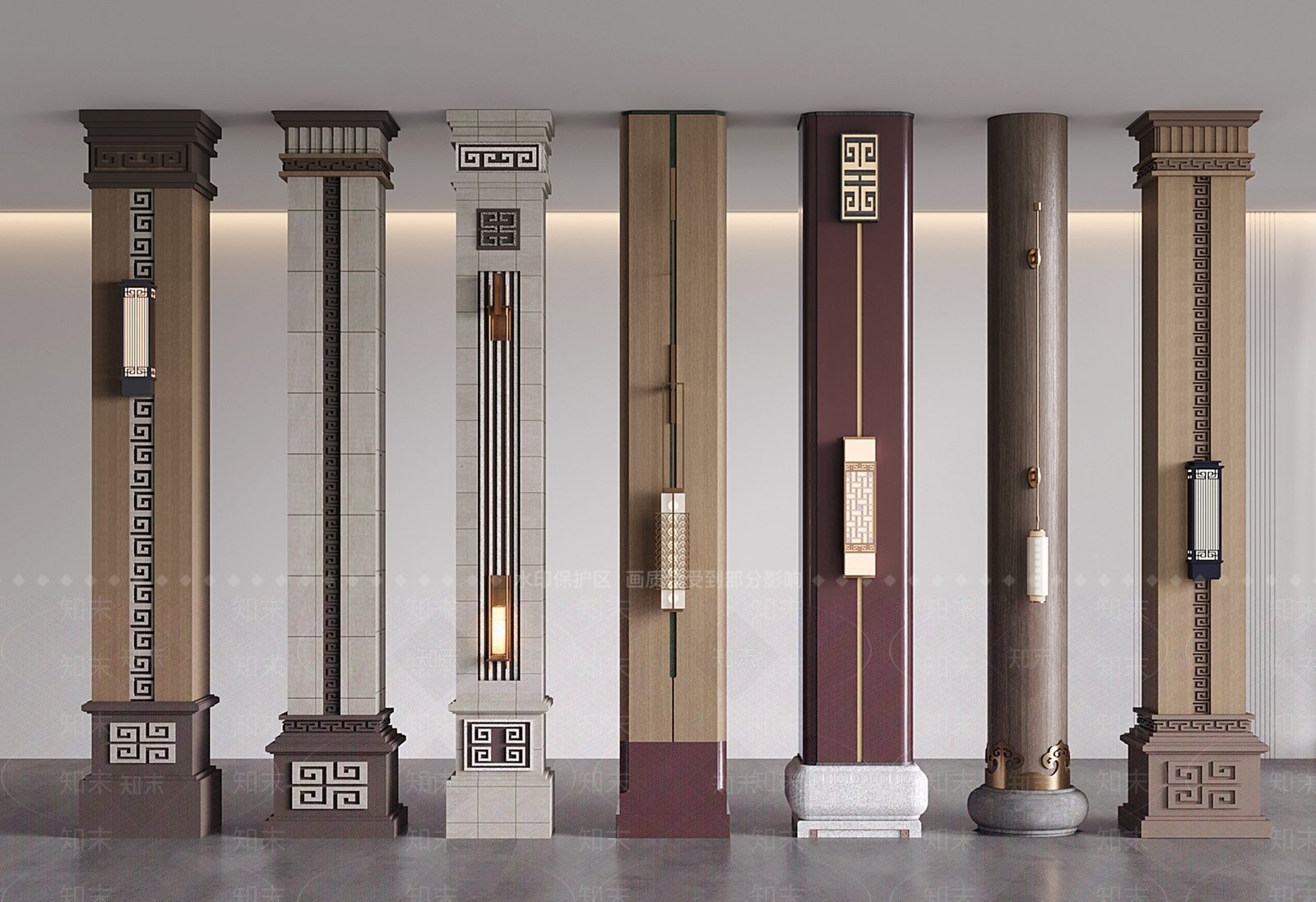 新中式中式柱子SU模型下载【ID:1202322139】