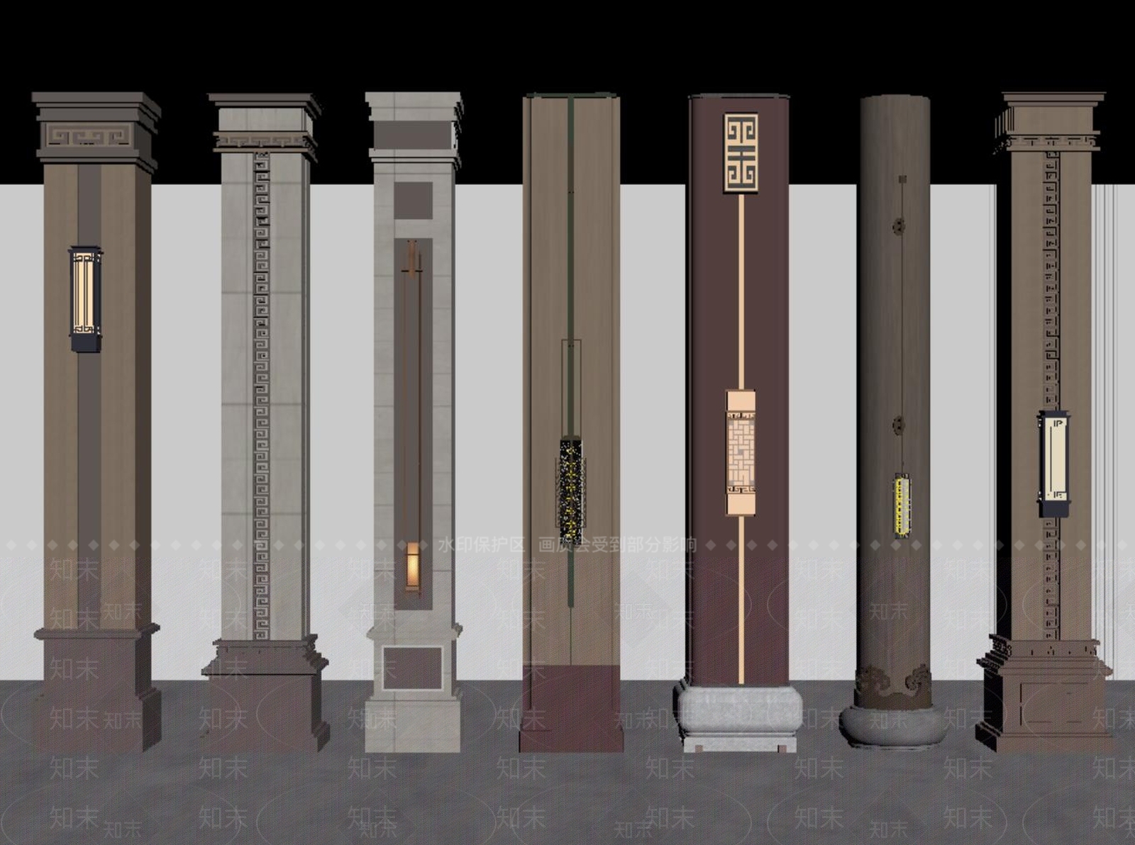 新中式中式柱子SU模型下载【ID:1202322139】