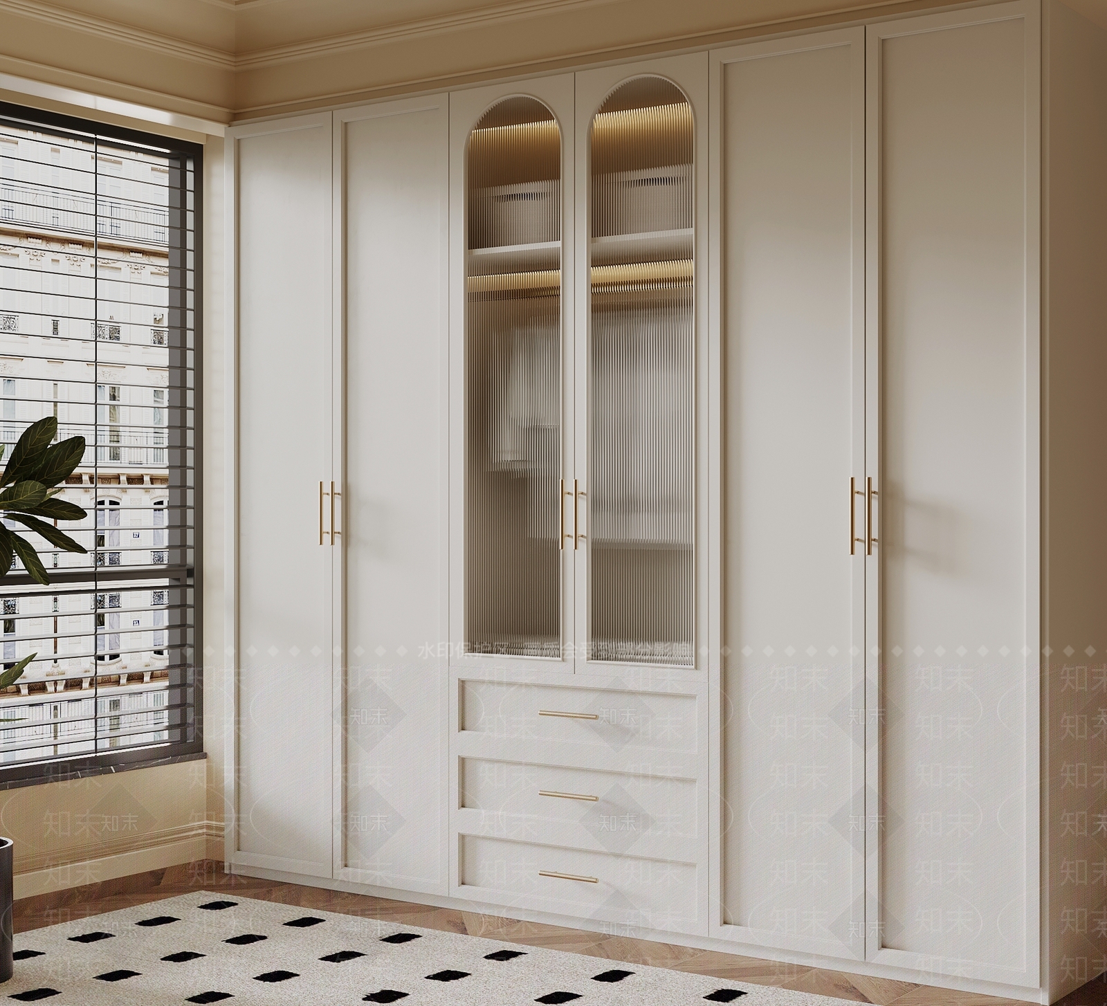 法式衣柜3D模型下载【ID:1202323506】