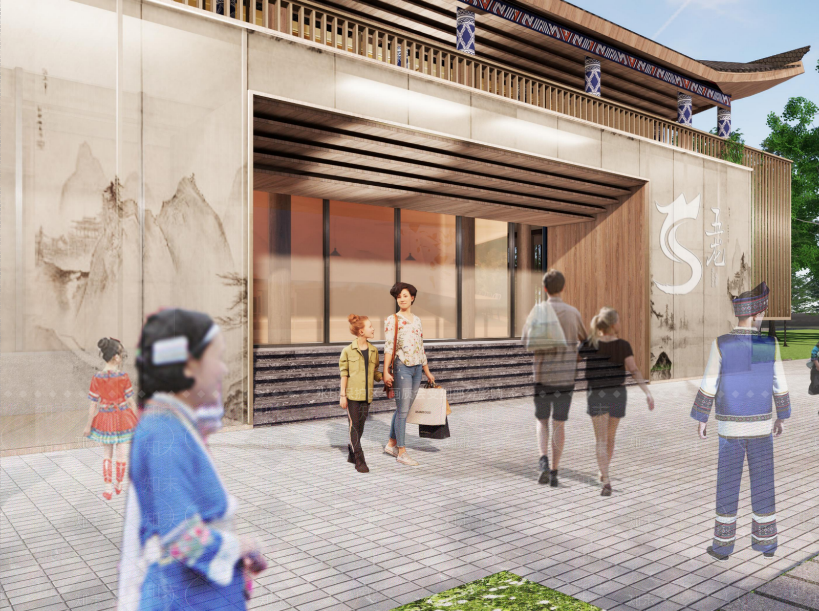 新中式现代小公建SU模型下载【ID:1202323792】