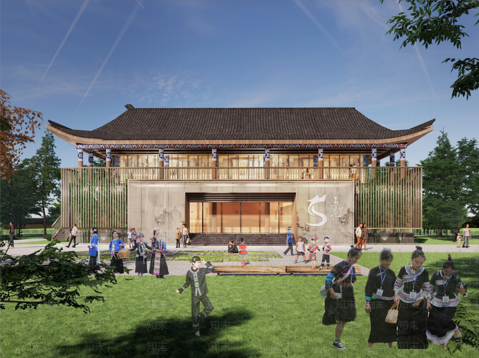 新中式现代小公建SU模型下载【ID:1202323792】