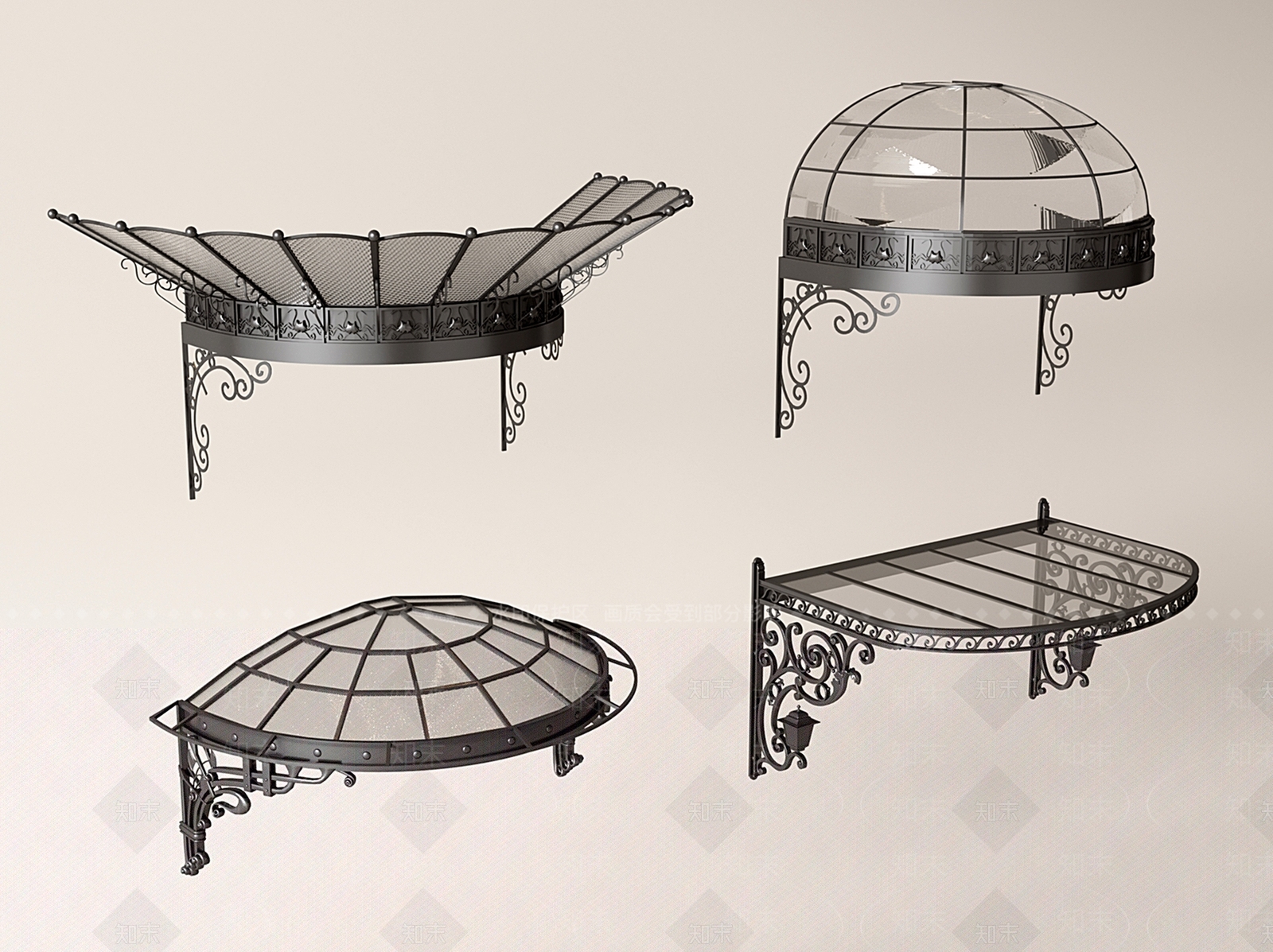 法式欧式雨棚SU模型下载【ID:1202324685】