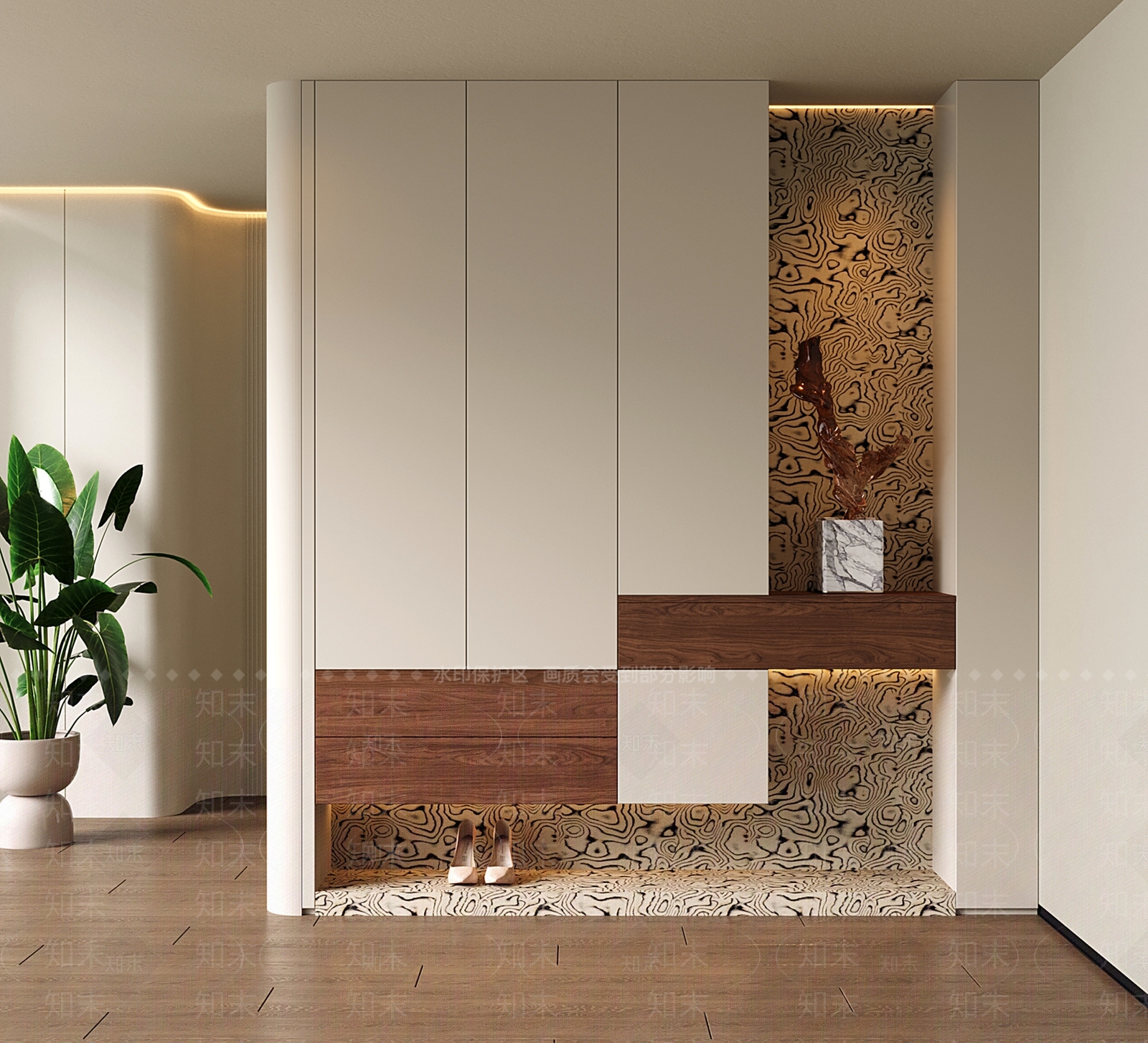 现代中古鞋柜3D模型下载【ID:1202325387】