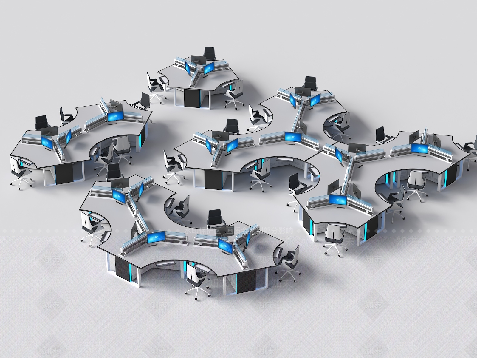 现代办公桌SU模型下载【ID:1202326679】