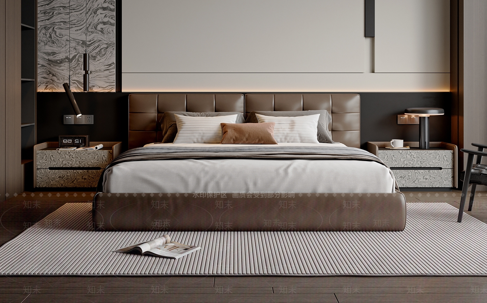 现代简约双人床3D模型下载【ID:1202326843】