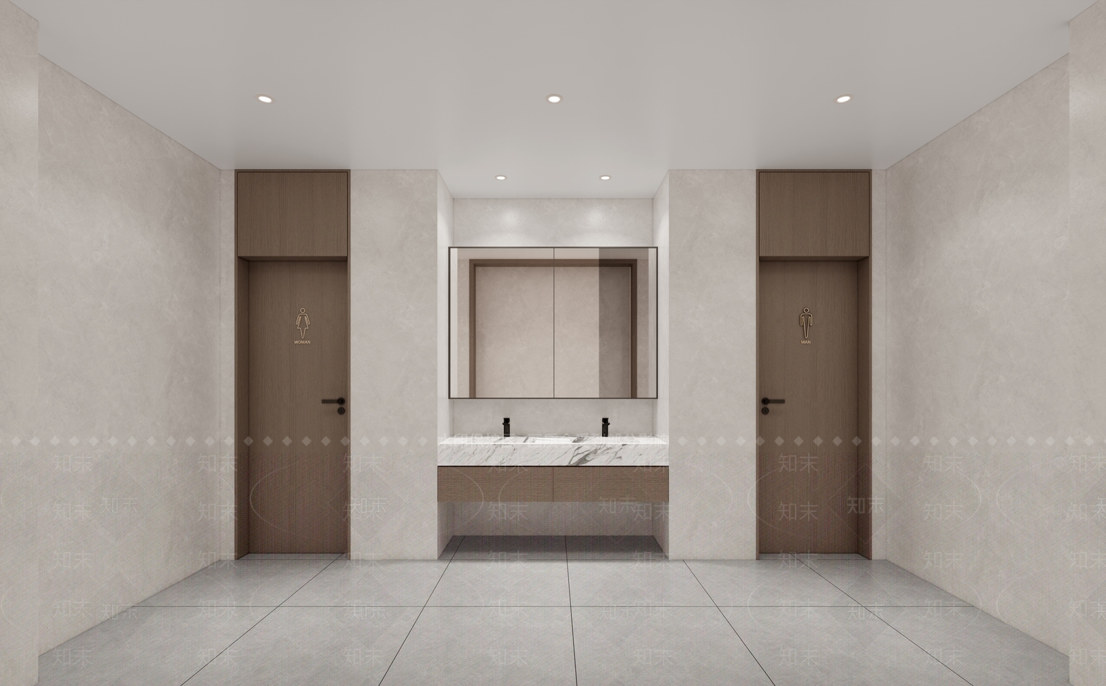 现代新中式公共卫生间SU模型下载【ID:1202328338】