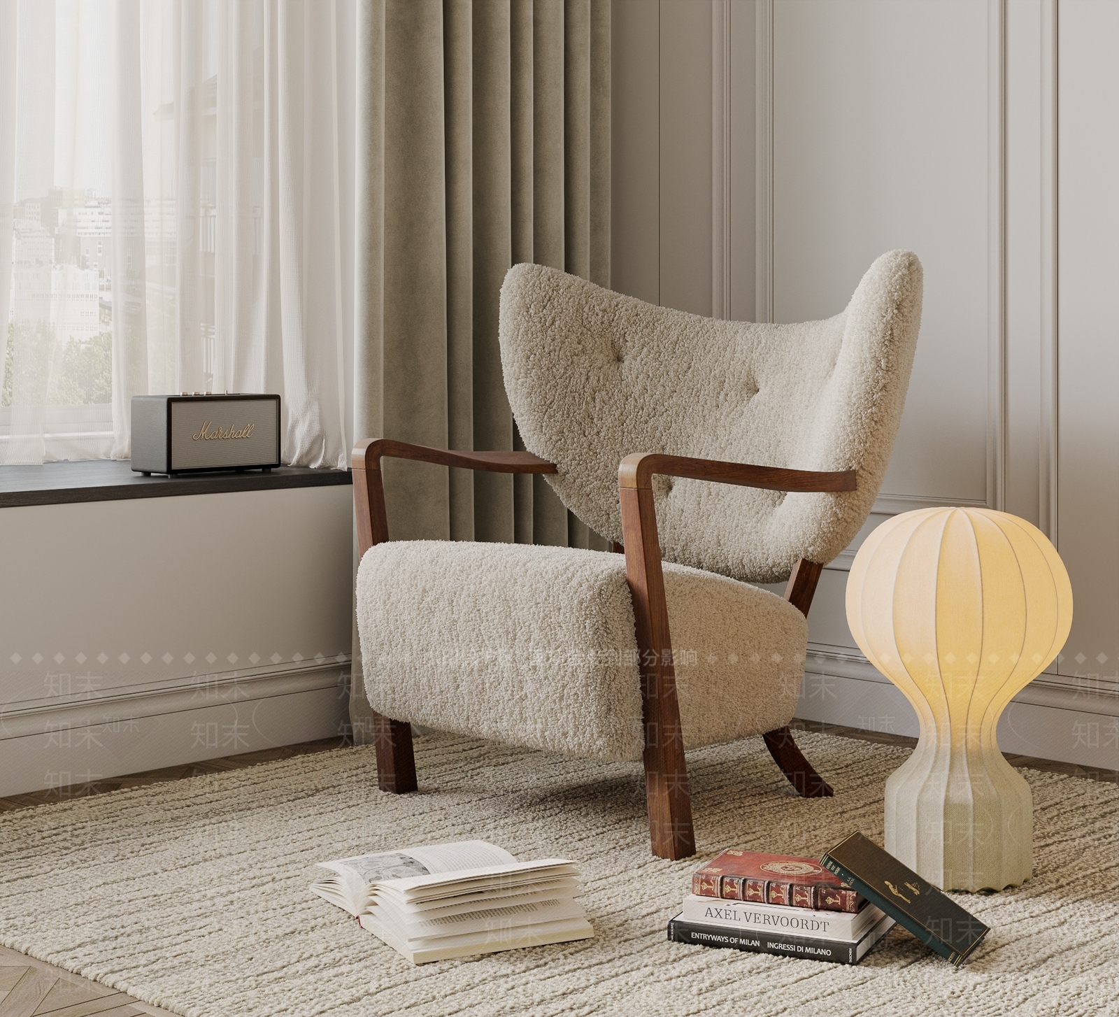 侘寂中古休闲椅SU模型下载【ID:1202329925】