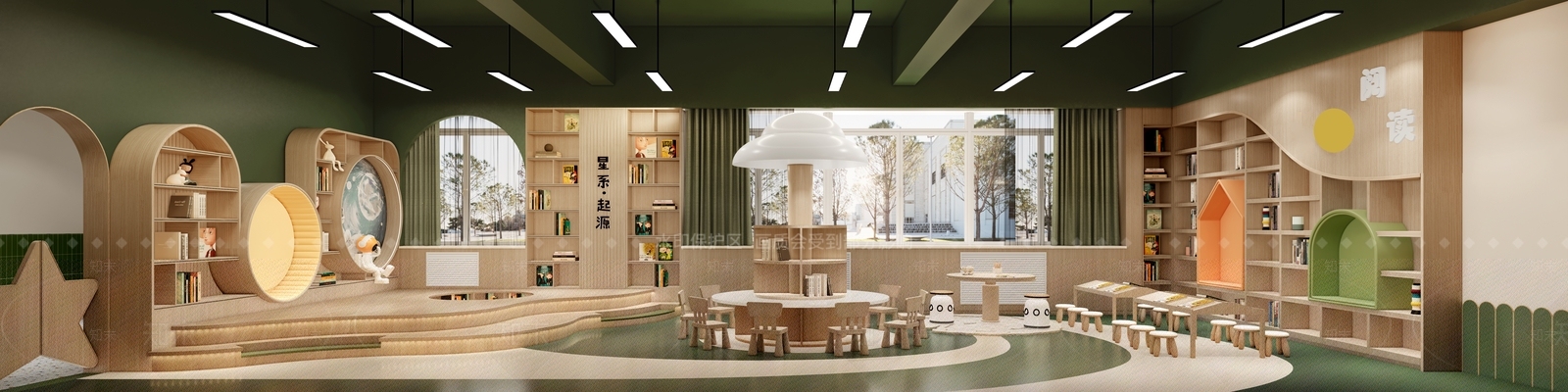 现代新中式阅览室SU模型下载【ID:1202330868】