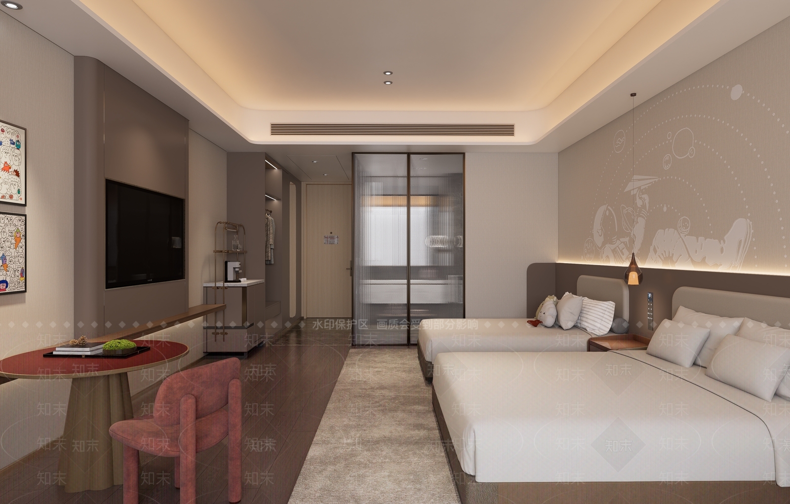 现代酒店客房SU模型下载【ID:1202331866】