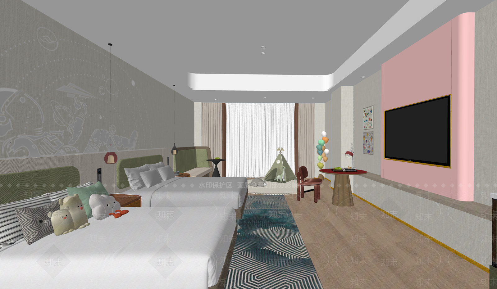 现代酒店客房SU模型下载【ID:1202331866】