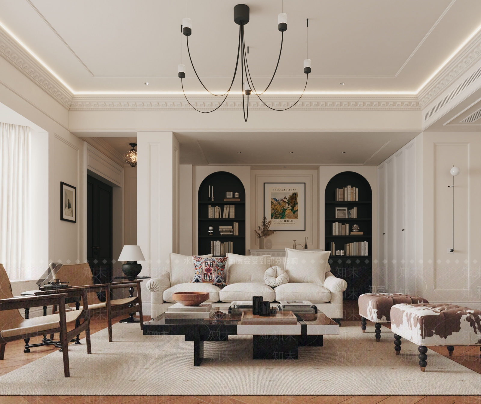 美式中古家居客厅3D模型下载【ID:1202337526】