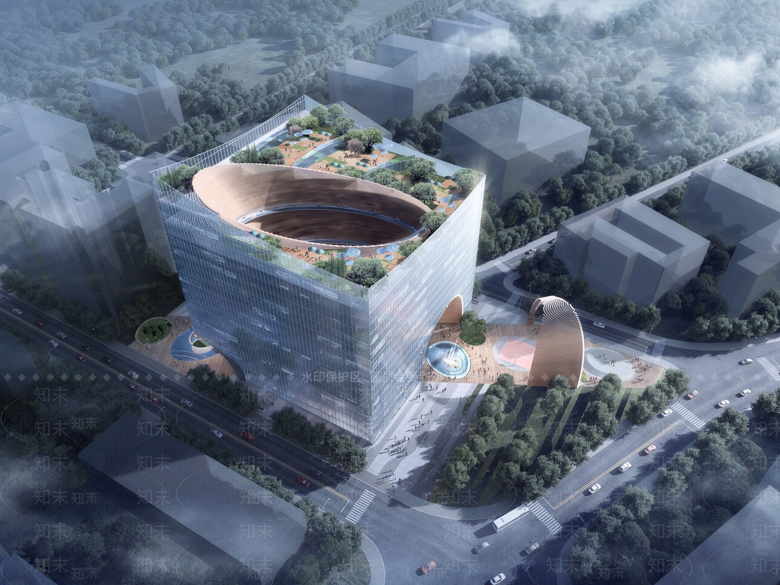 现代简约办公楼SU模型下载【ID:1202339384】