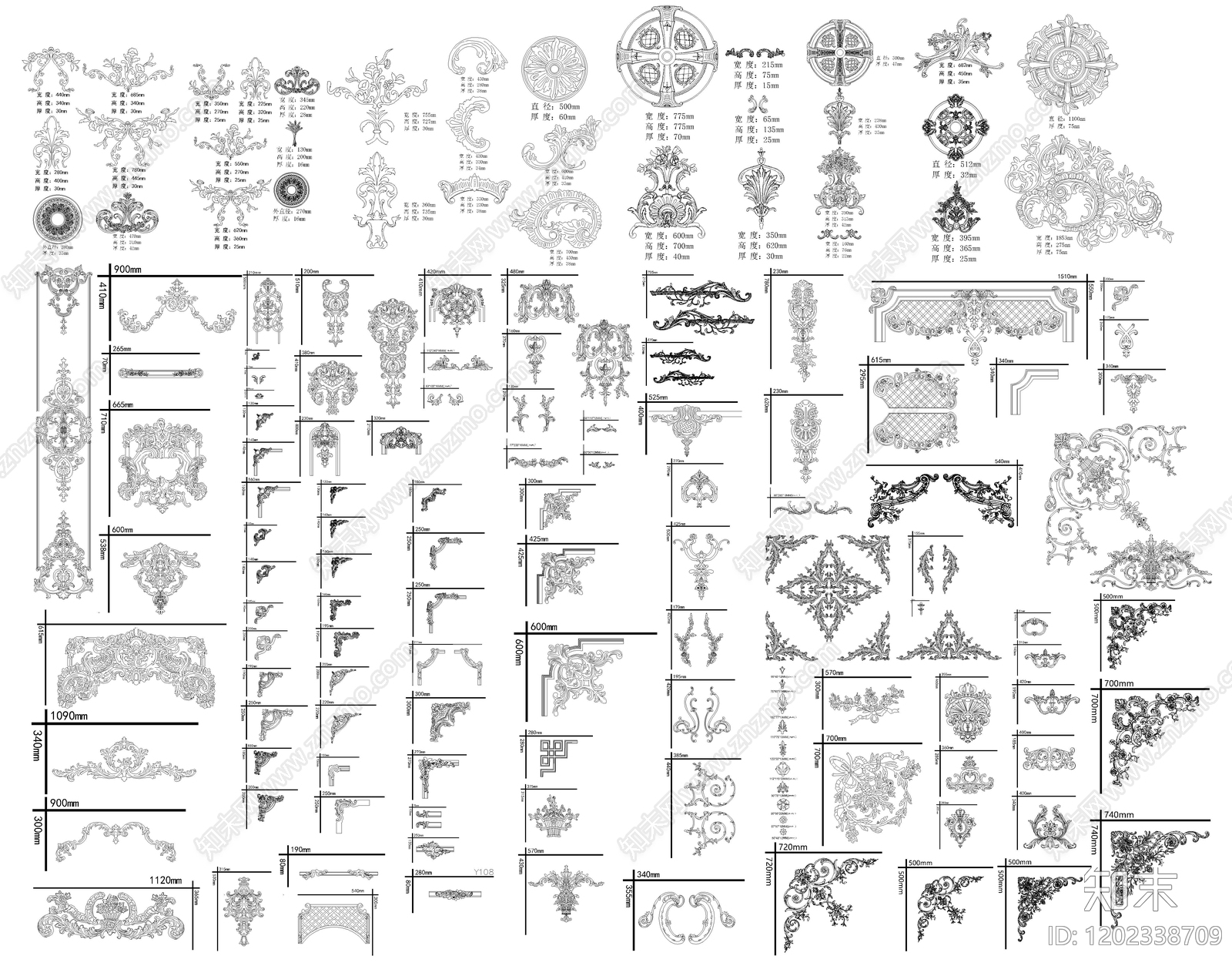 雕花施工图下载【ID:1202338709】