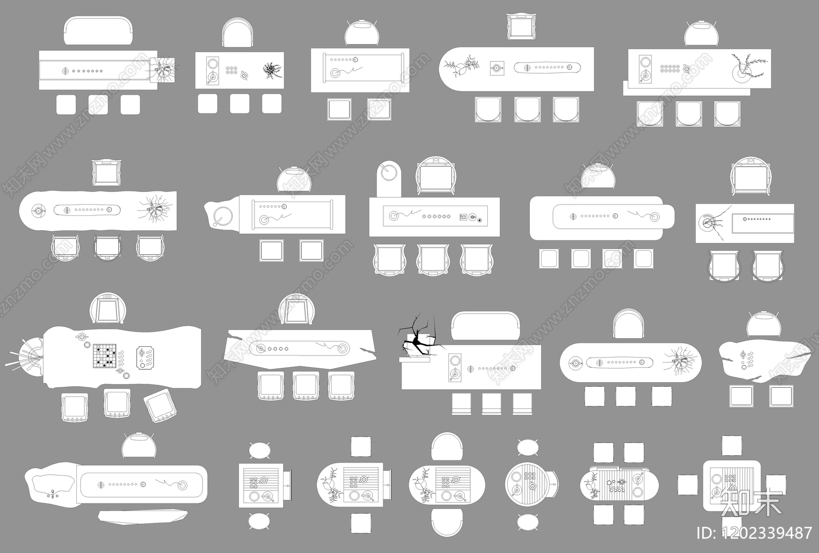 现代桌椅施工图下载【ID:1202339487】