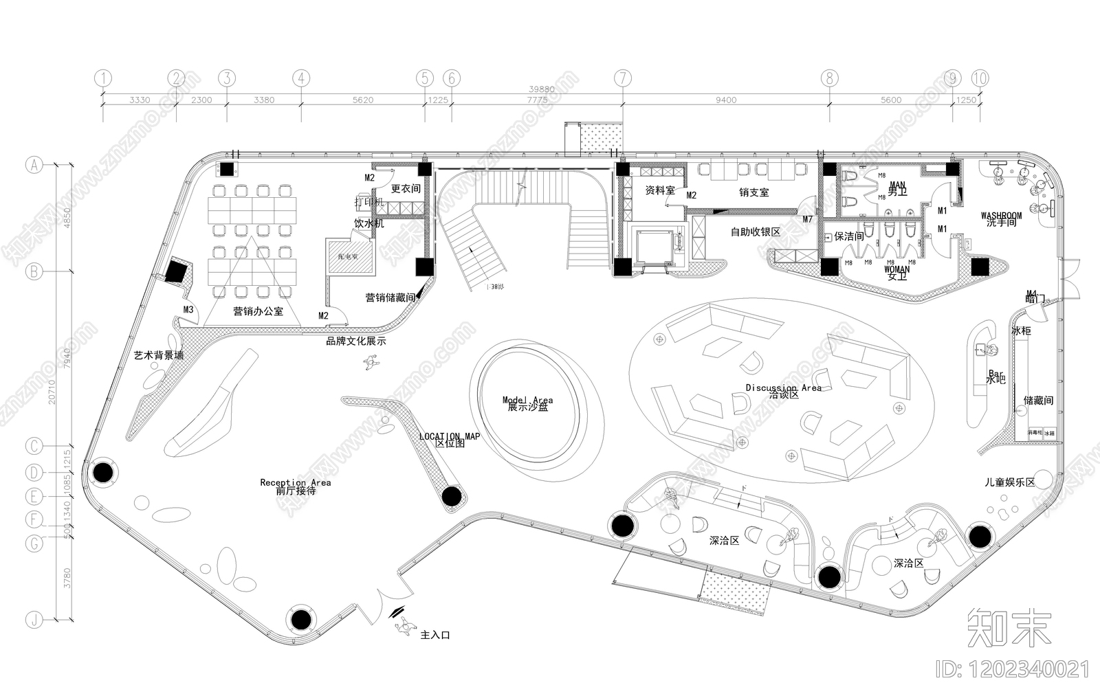 现代售楼处cad施工图下载【ID:1202340021】
